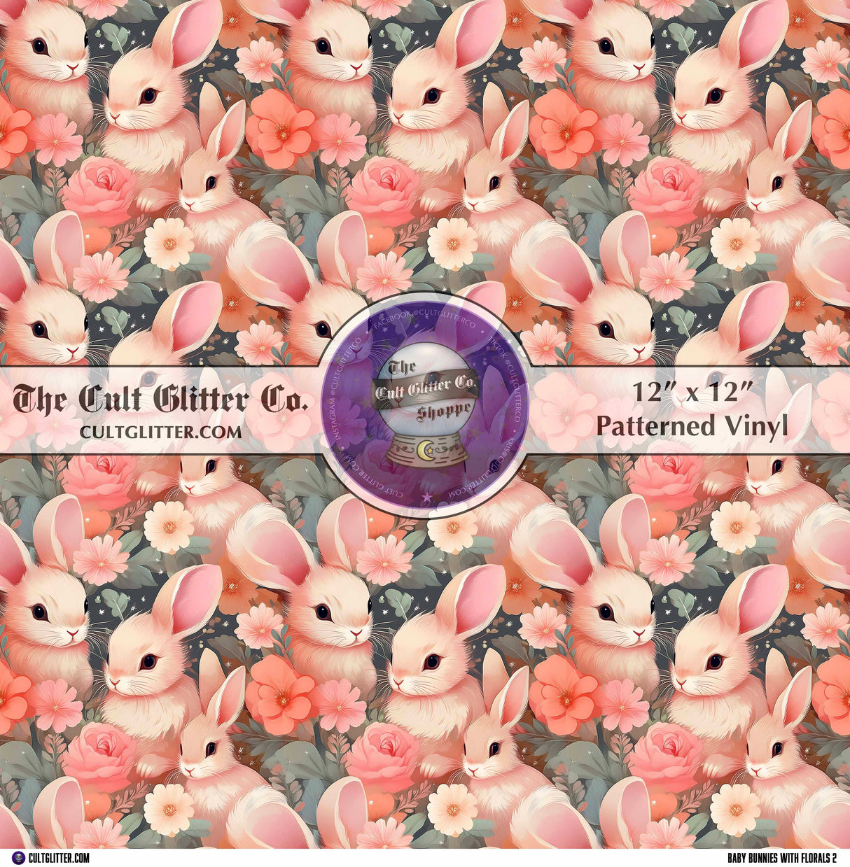 Baby Bunnies with Florals 2 - Vinyl