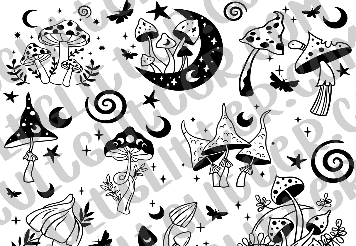 Celestial Mushrooms Tumbler Template