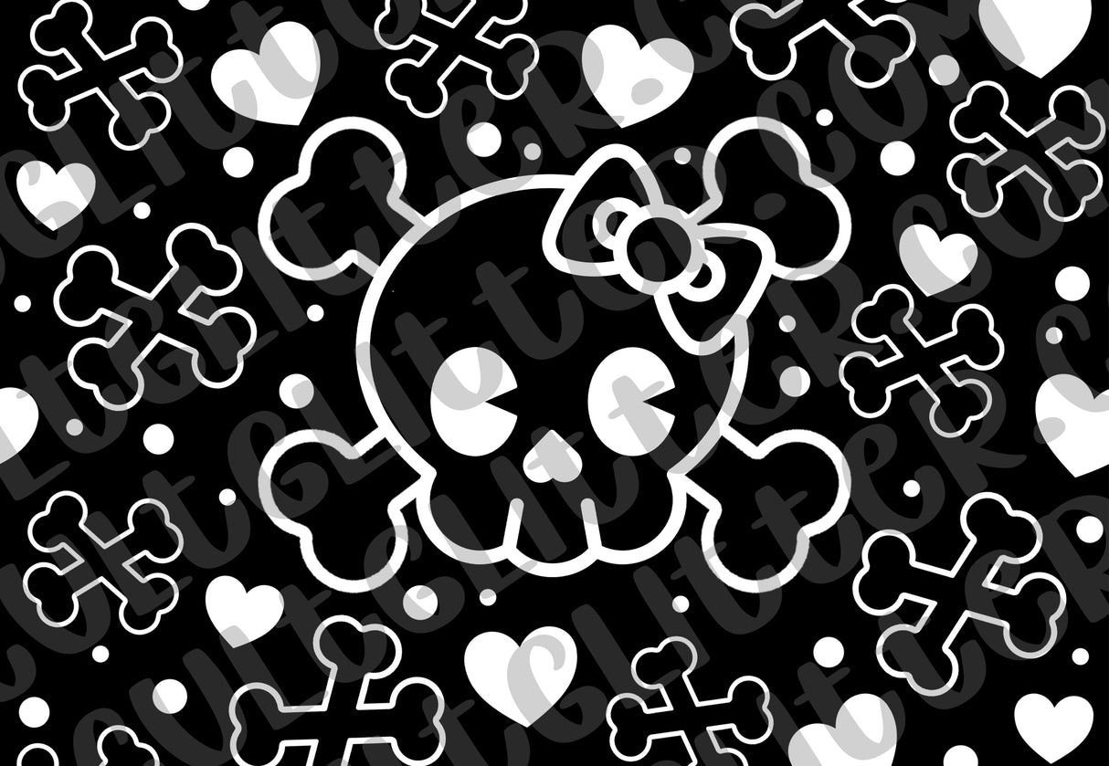 Cute Skull w Bow Template