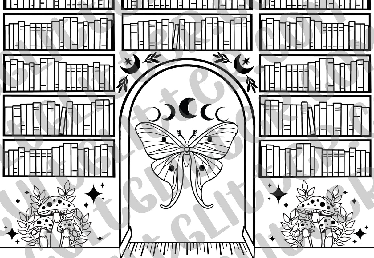 Luna Moth Library Tumbler Template
