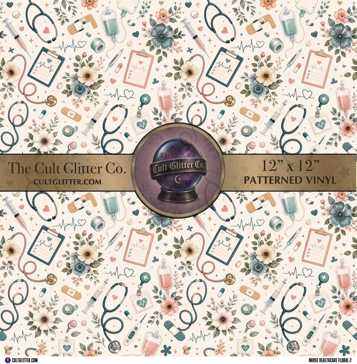 Nurse Healthcare Floral 2 - Vinyl