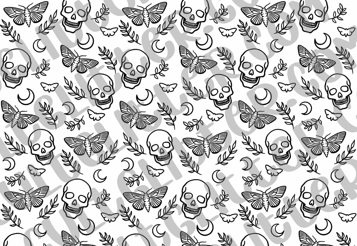 Skull Moth and Moon Template