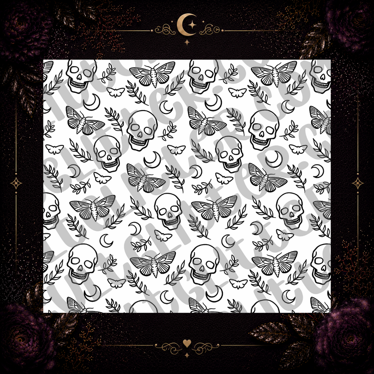 Skull Moth and Moon Template