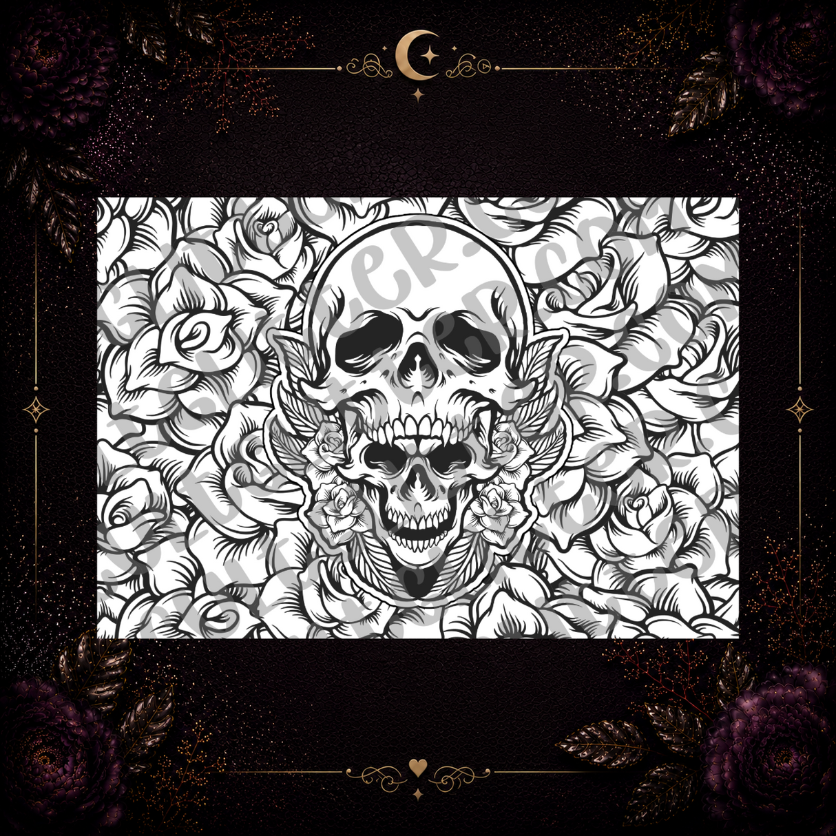 Skull and Roses Tumbler Template