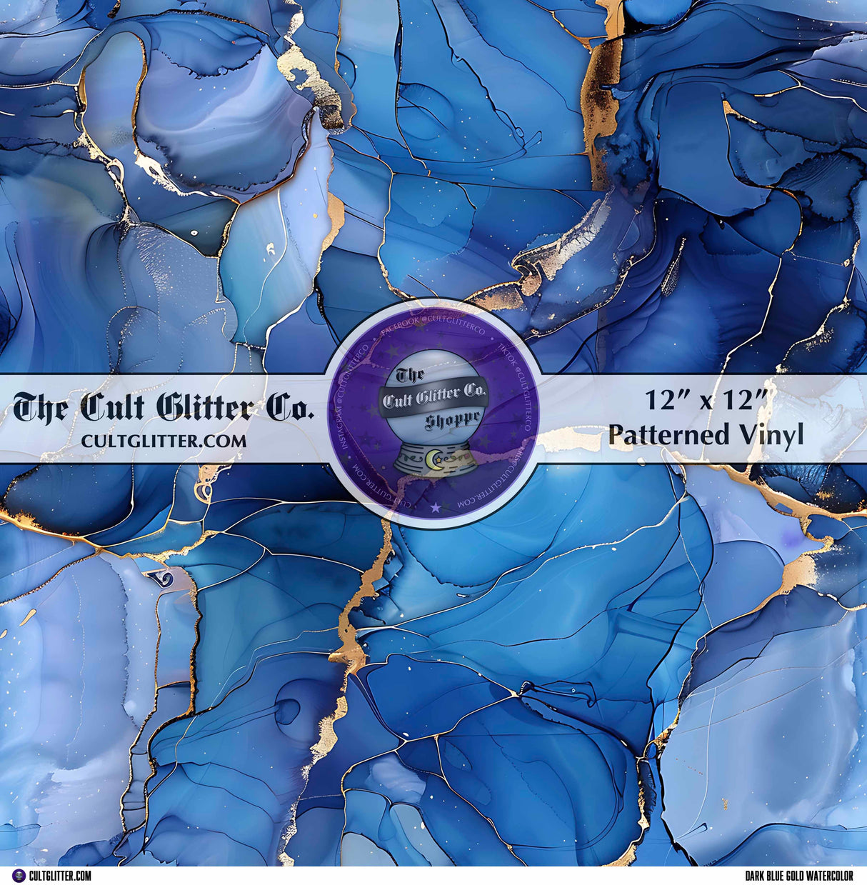 Dark Blue Gold Watercolor - Vinyl