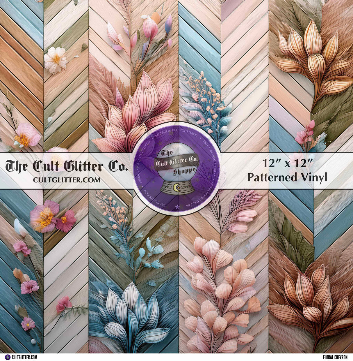 Floral Chevron - Vinyl