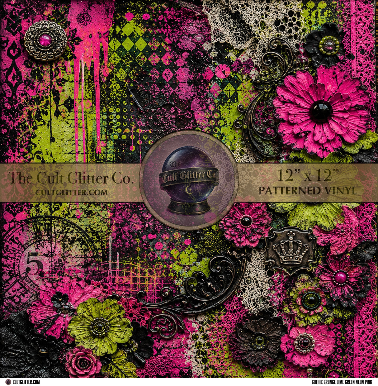 Gothic Grunge Lime Green Neon Pink - Vinyl