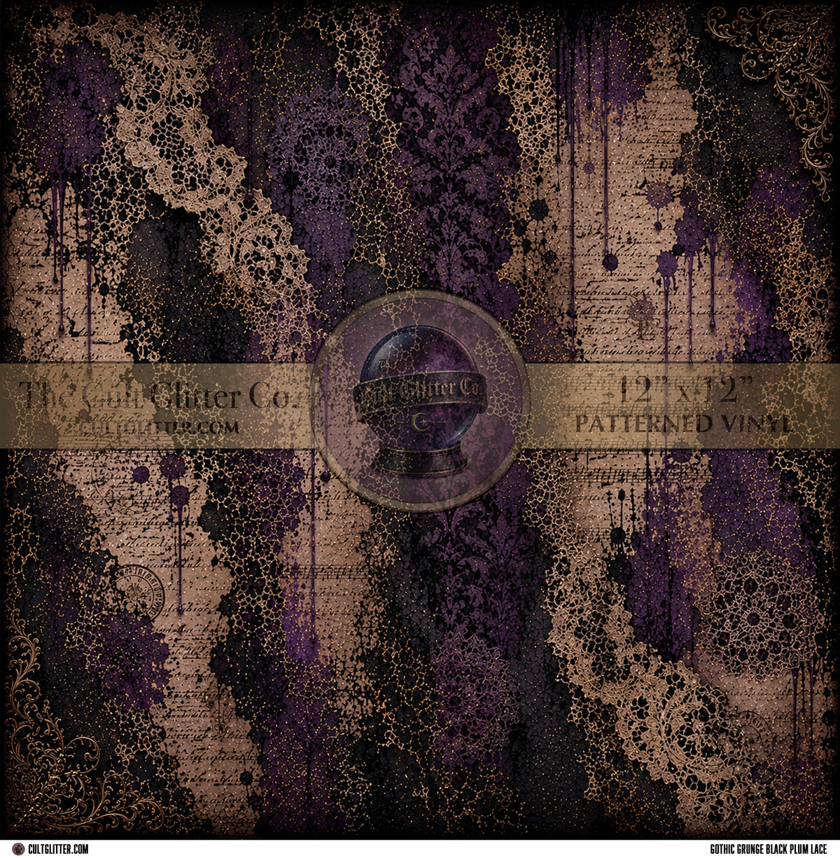 Gothic Grunge Black Plum Lace - Vinyl