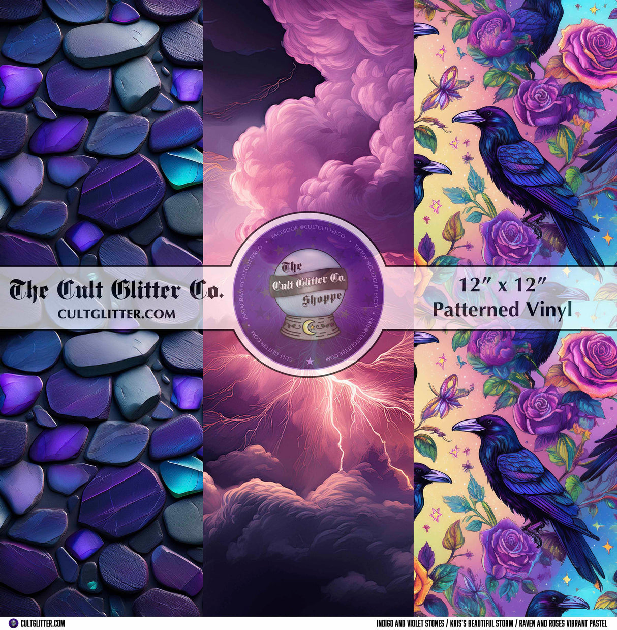Indigo and Violet Stones / Kris's Beautiful Storm / Raven and Roses Vibrant Pastel - Vinyl