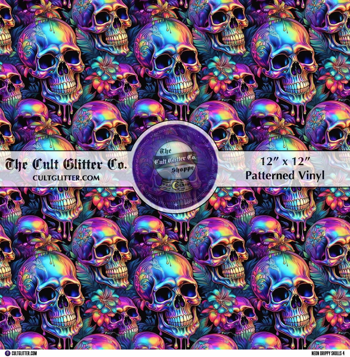 Neon Drippy Skulls 4 - Vinyl
