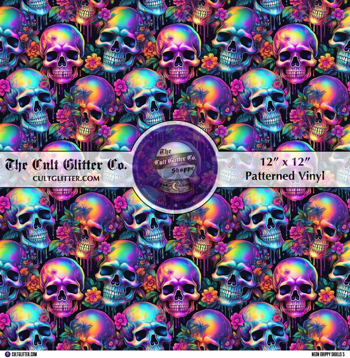 Neon Drippy Skulls 5 - Vinyl