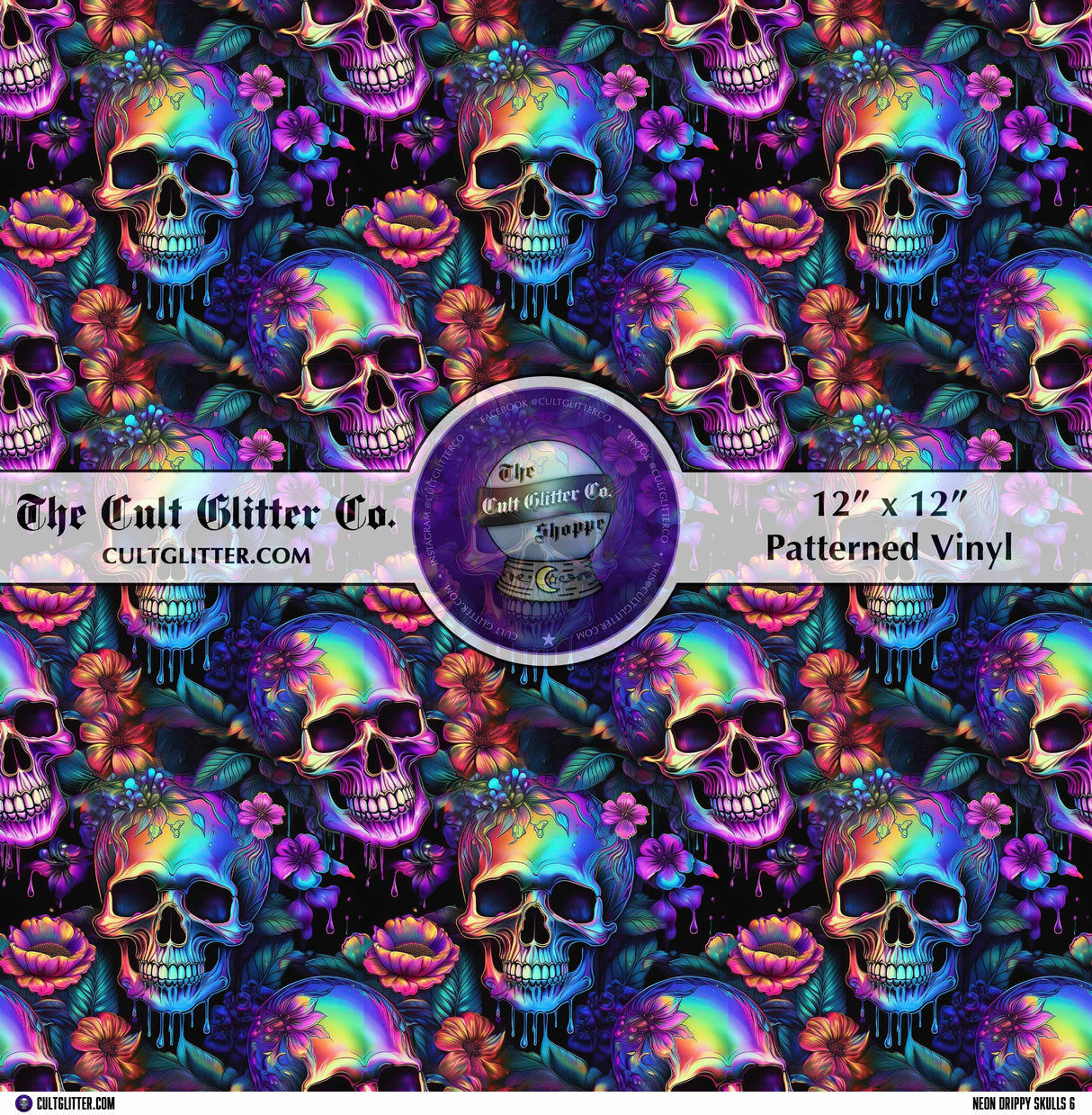 Neon Drippy Skulls 6 - Vinyl
