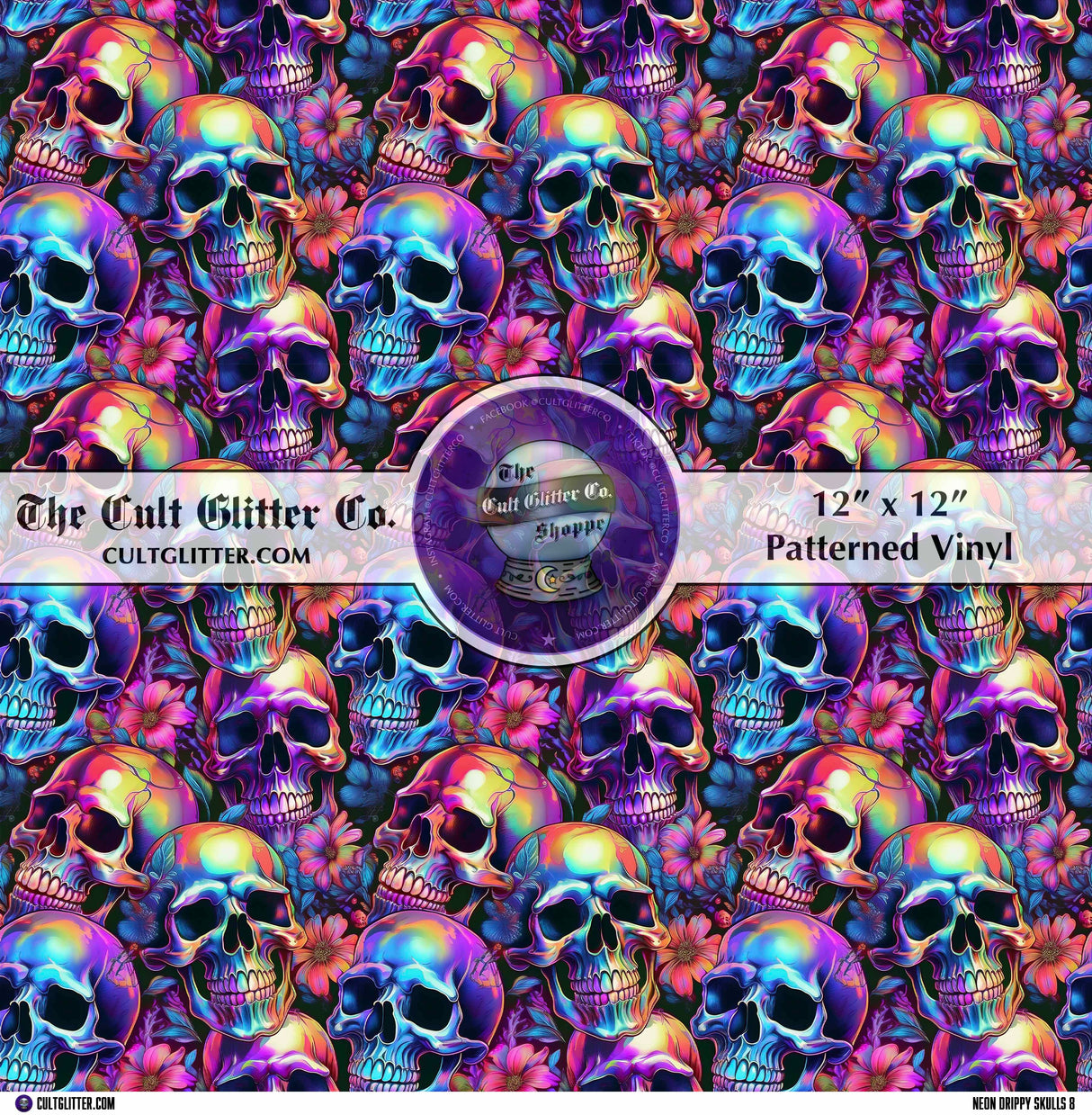 Neon Drippy Skulls 8 - Vinyl