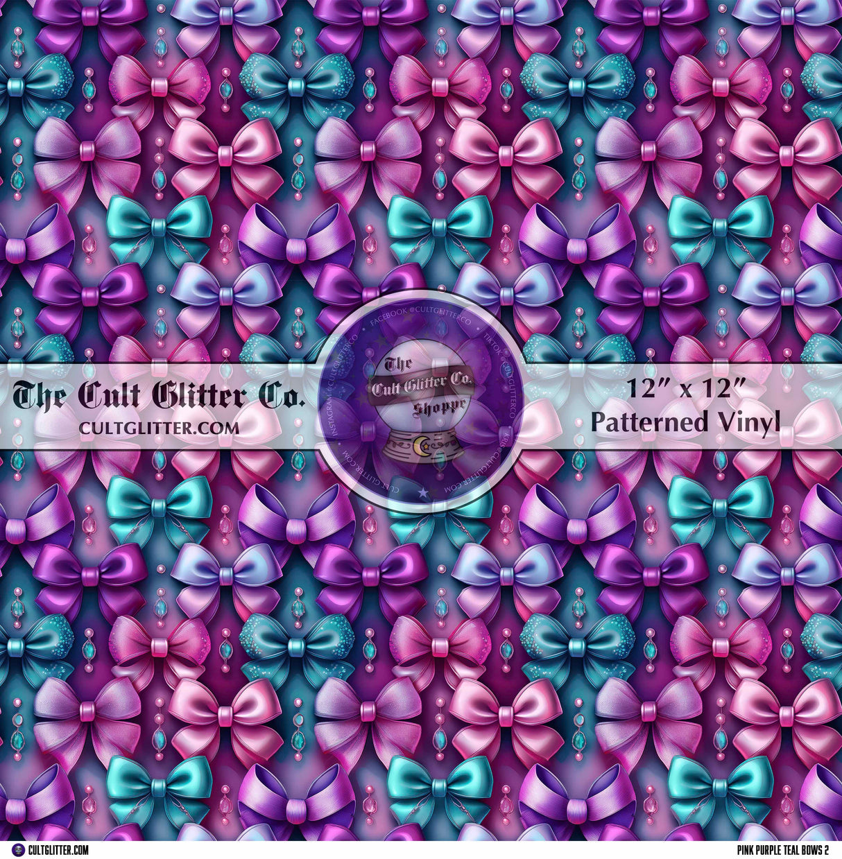 Pink Purple Teal Bows 2 - Vinyl