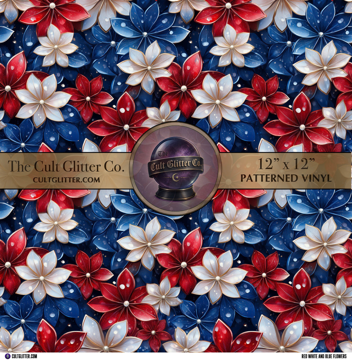 Red White and Blue Flowers - Vinyl