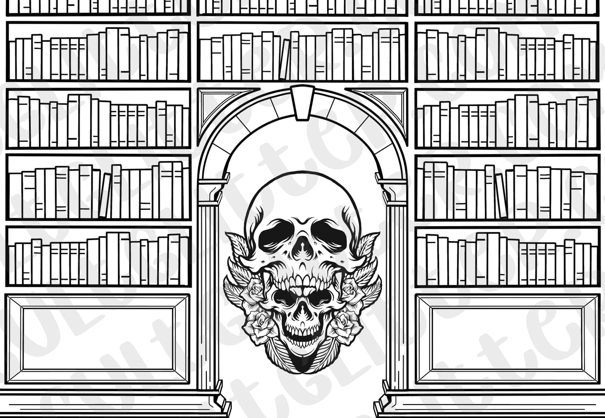 Skull Rose Roman Library Tumbler Template