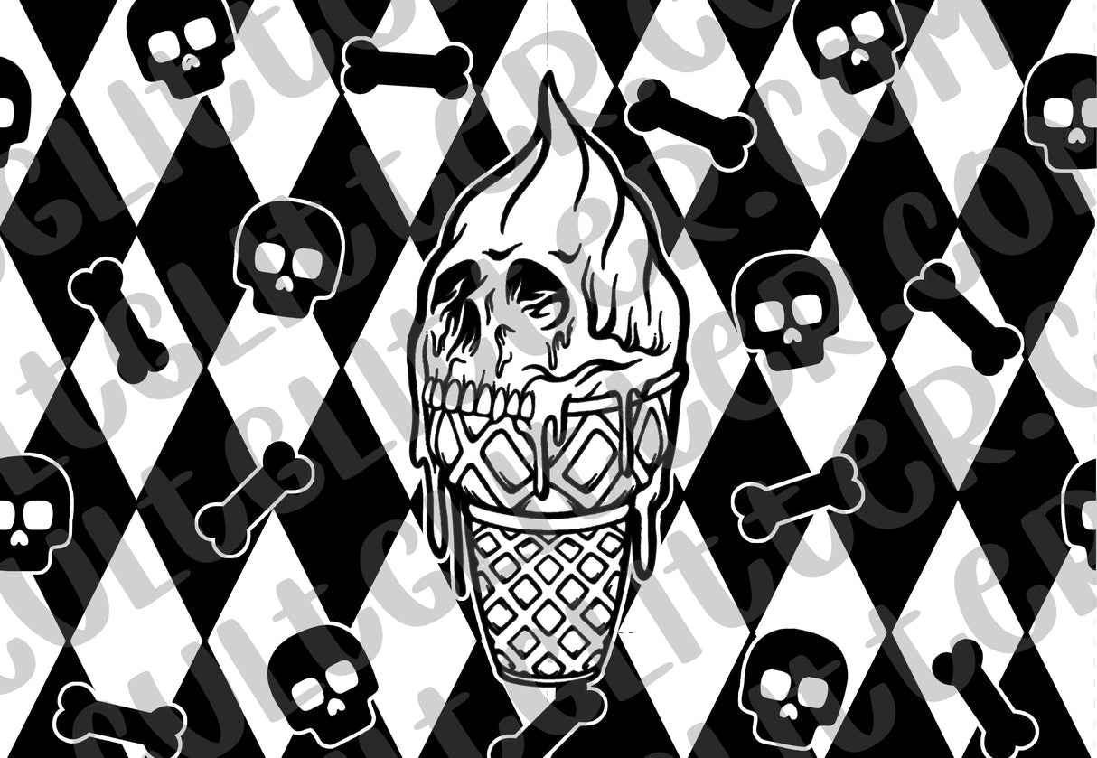 Ice Cream Skull Tumbler Template