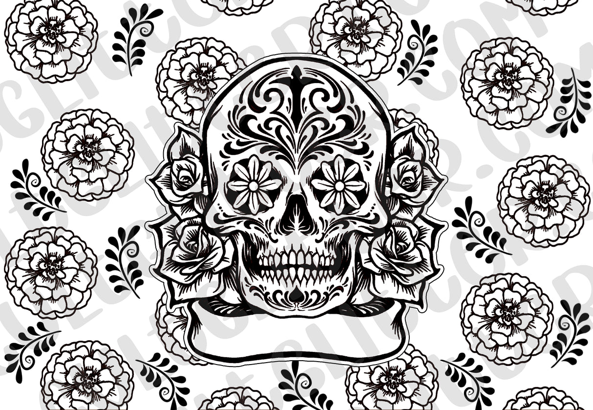 Sugar Skull Tumbler Template