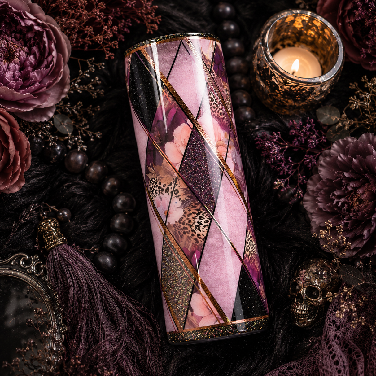 Floral Leopard Print Diamond - 20oz