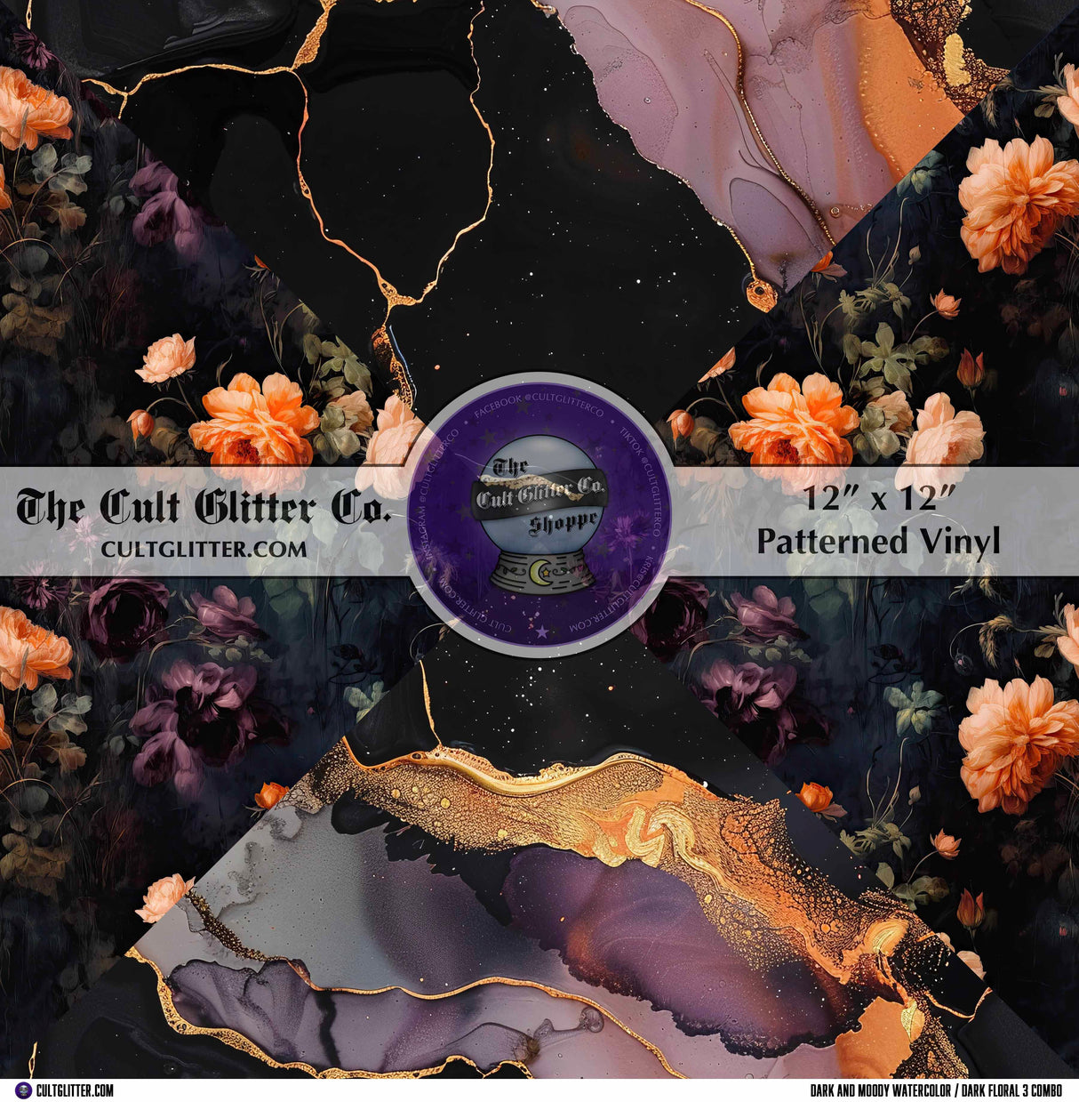 Dark and Moody Watercolor / Dark Floral 3 - Vinyl