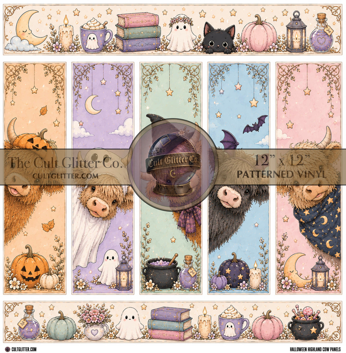 Halloween Highland Cow Panels - Vinyl