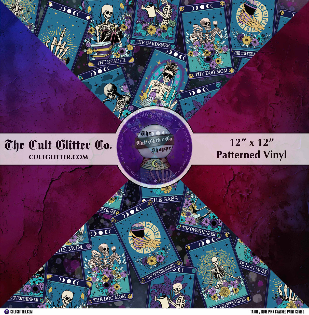 Tarot / Blue Pink Cracked Paint - Vinyl