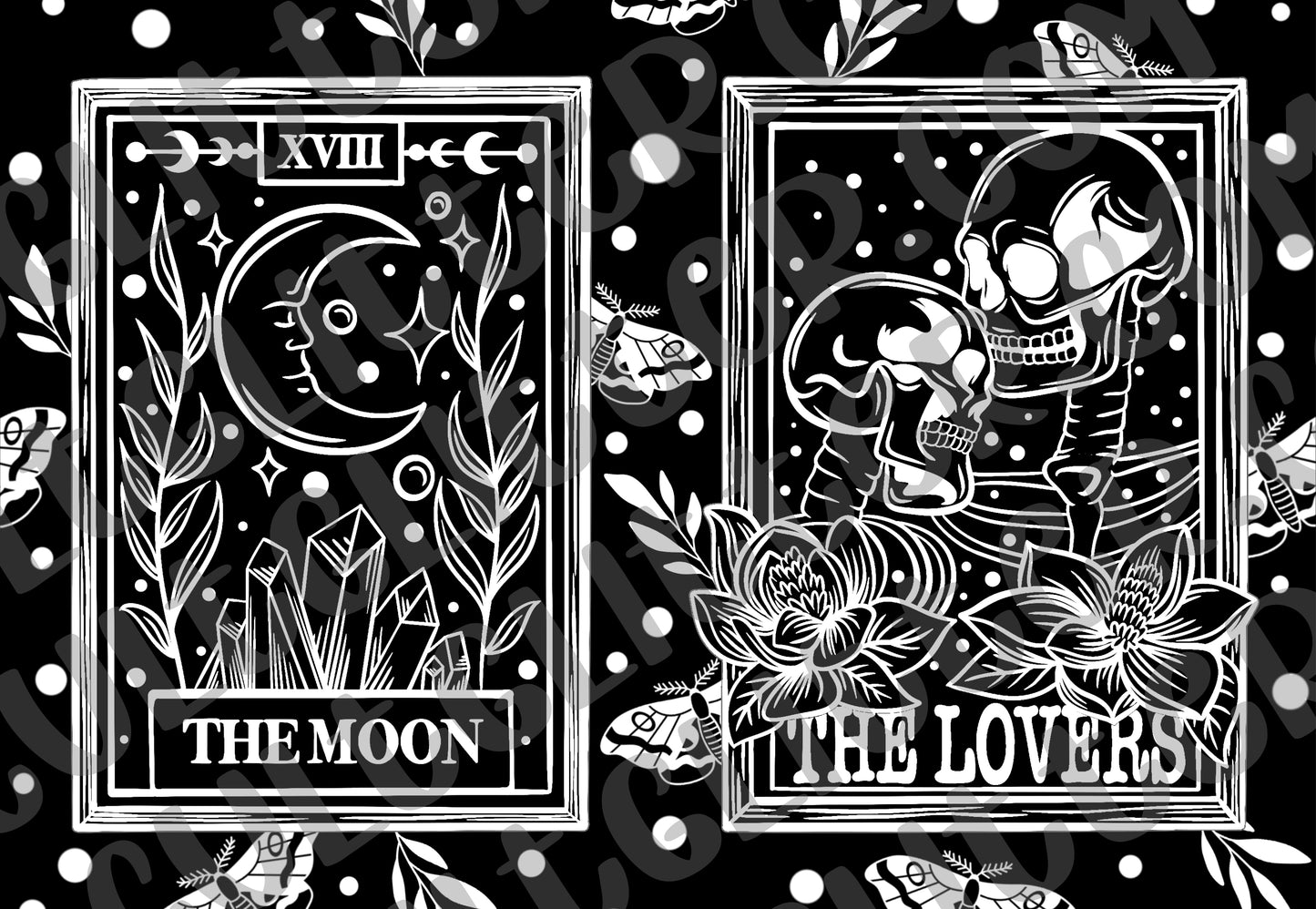 Tarot Lovers and Moon Template