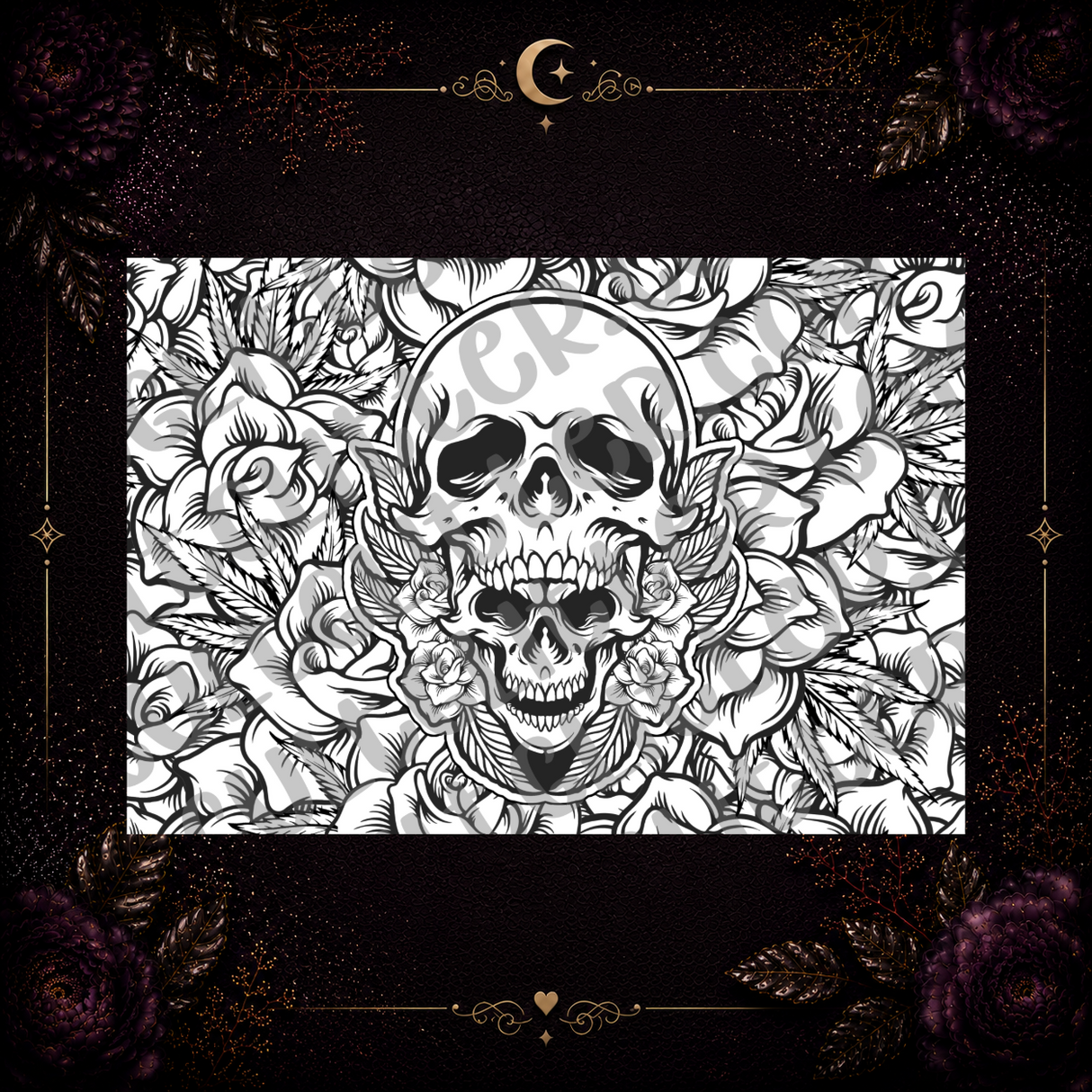 Skull Rose and Weed Tumbler Template