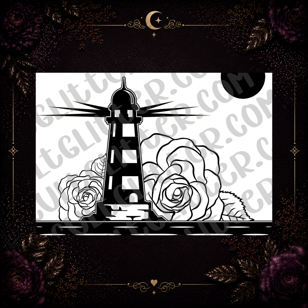Lighthouse and Roses Tumbler Template