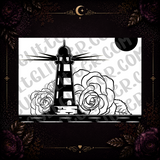 Lighthouse and Roses Tumbler Template