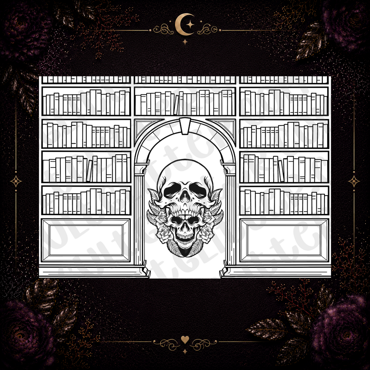 Skull Rose Roman Library Tumbler Template