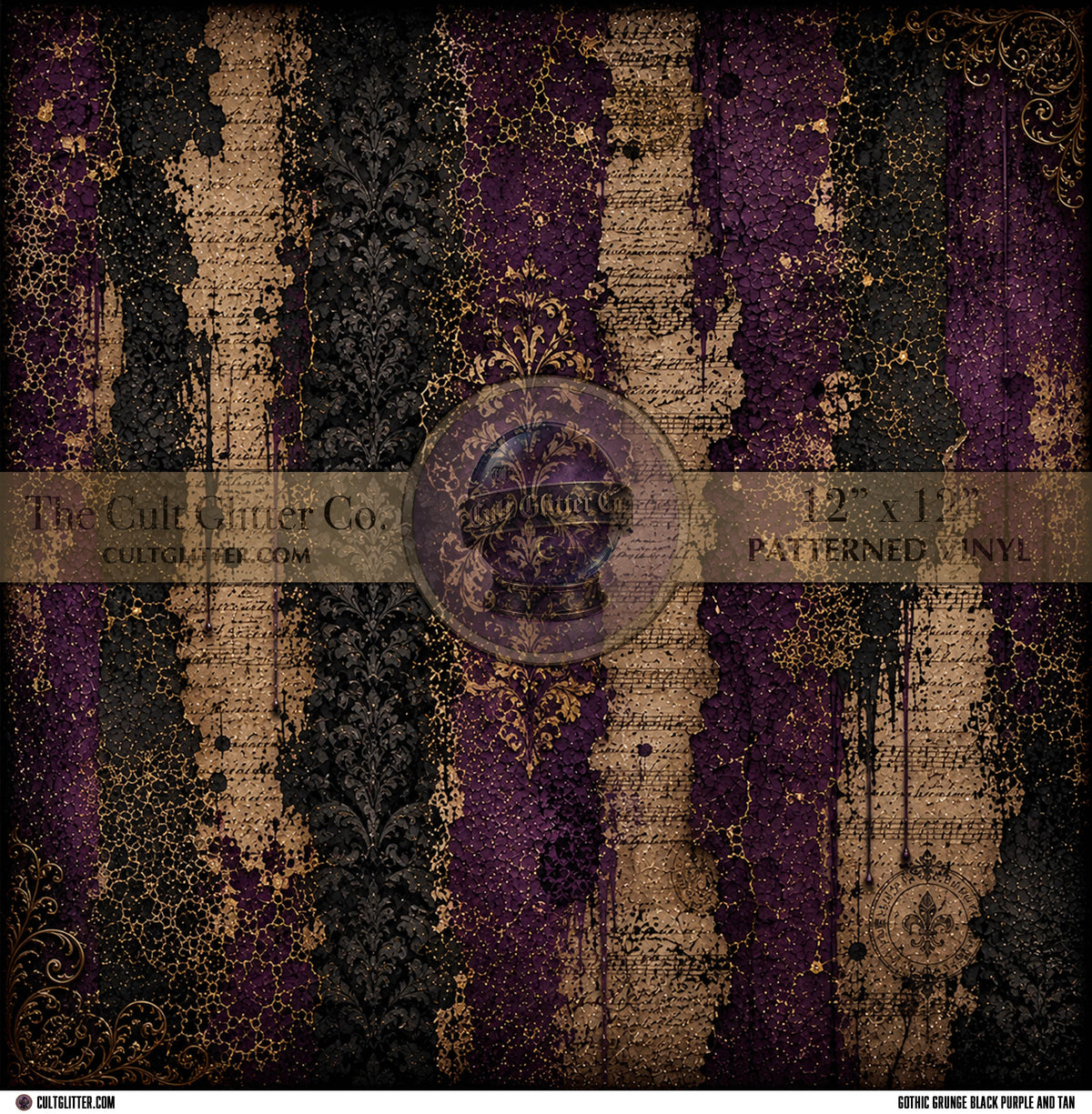 Gothic Grunge Black Purple & Tan - Vinyl