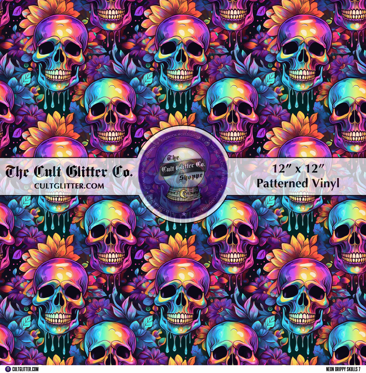 Neon Drippy Skulls 7 - Vinyl