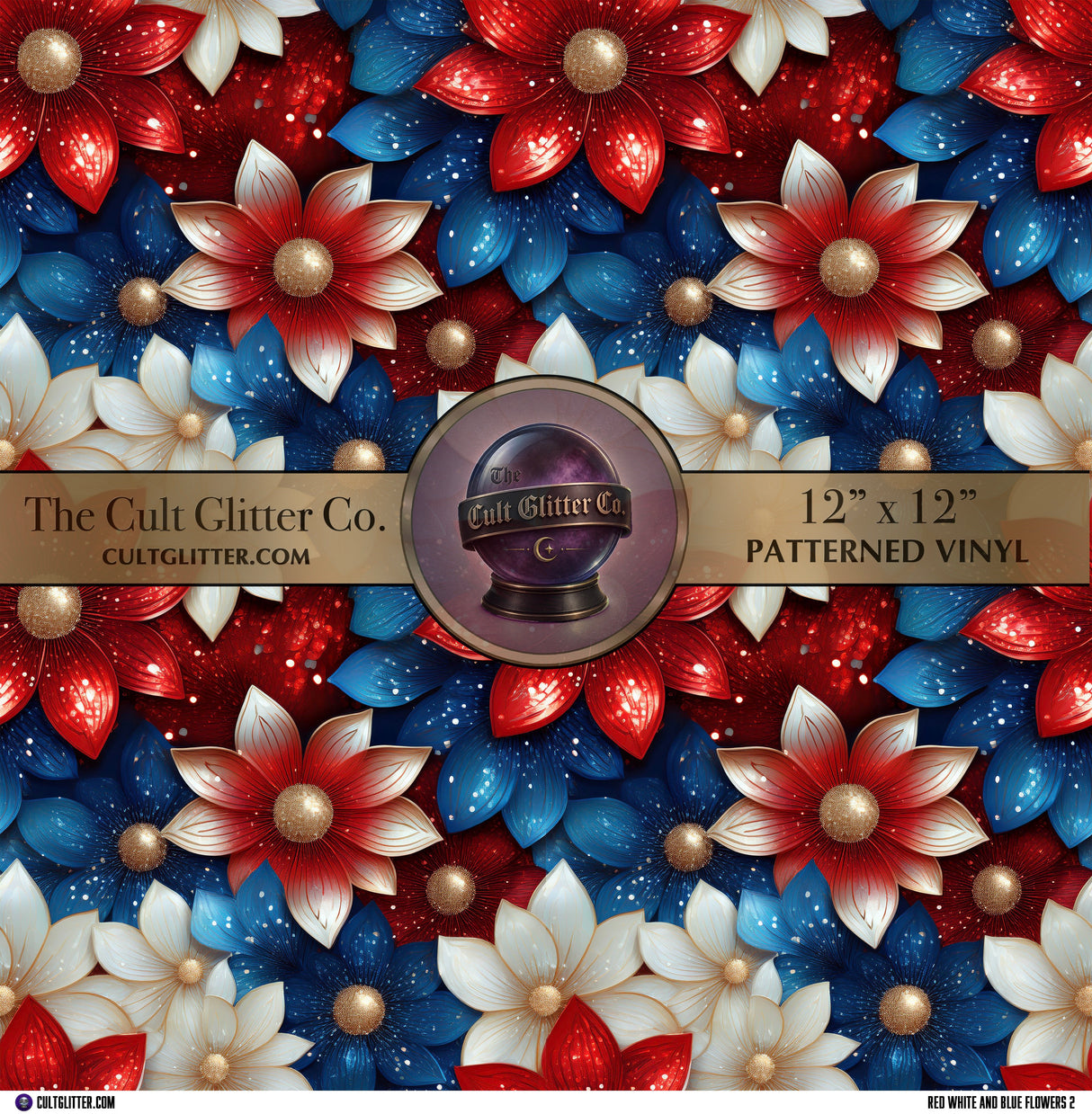 Red White and Blue Flowers 2 - Vinyl