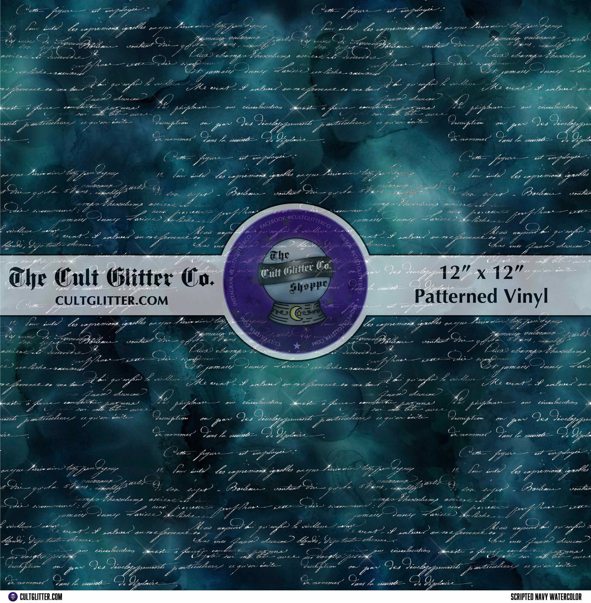 Scripted Navy Watercolor - Vinyl