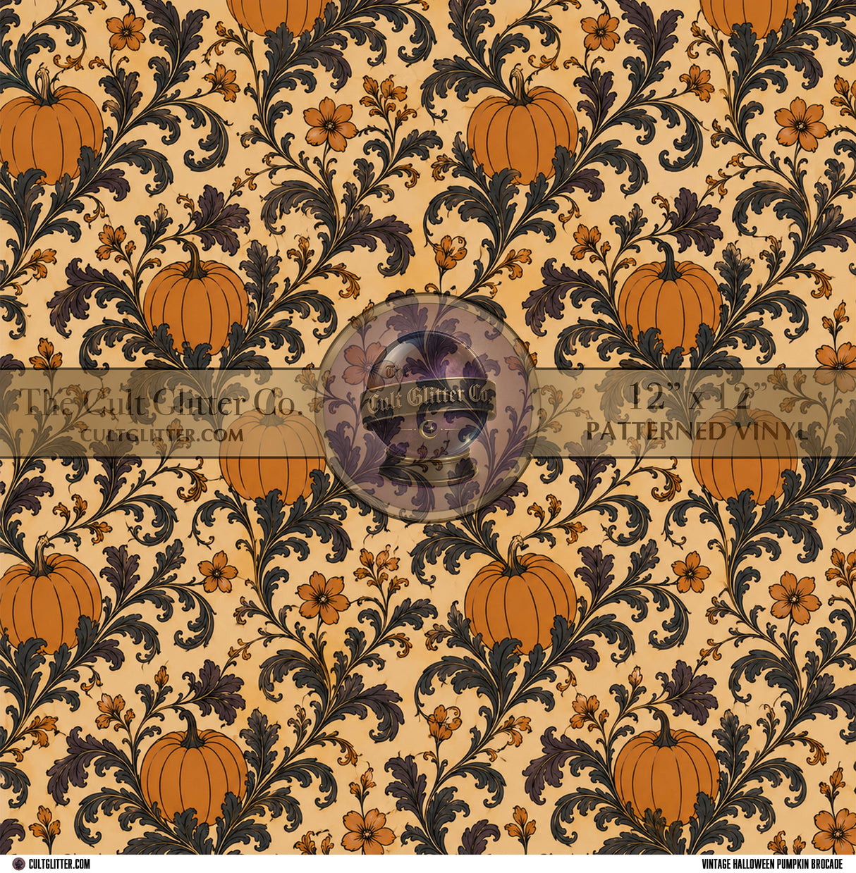 Vintage Halloween Pumpkin Brocade - Vinyl