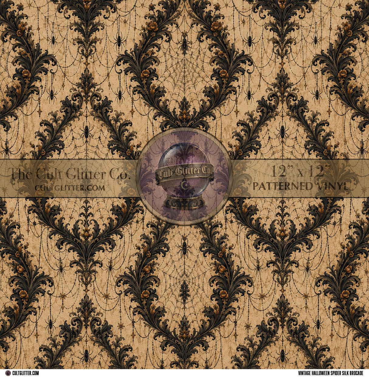 Vintage Halloween Spider Silk Brocade - Vinyl