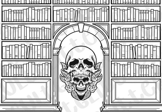 Skull Rose Roman Library Tumbler Template