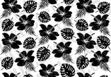 Hibiscus and Monstera Leaves Tumbler Template