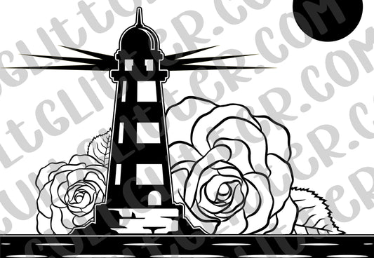 Lighthouse and Roses Tumbler Template
