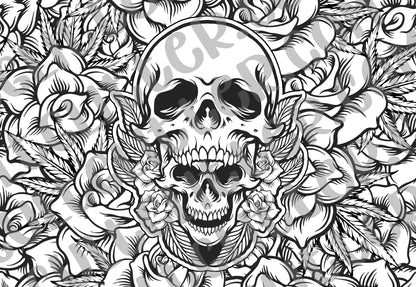 Skull Rose and Weed Tumbler Template