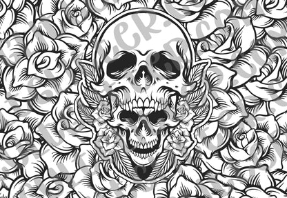 Skull and Roses Tumbler Template